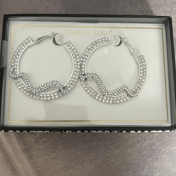 Thalia Sodi Jewelry - Thalia Sodi Crystal Hoops w slithering snake
